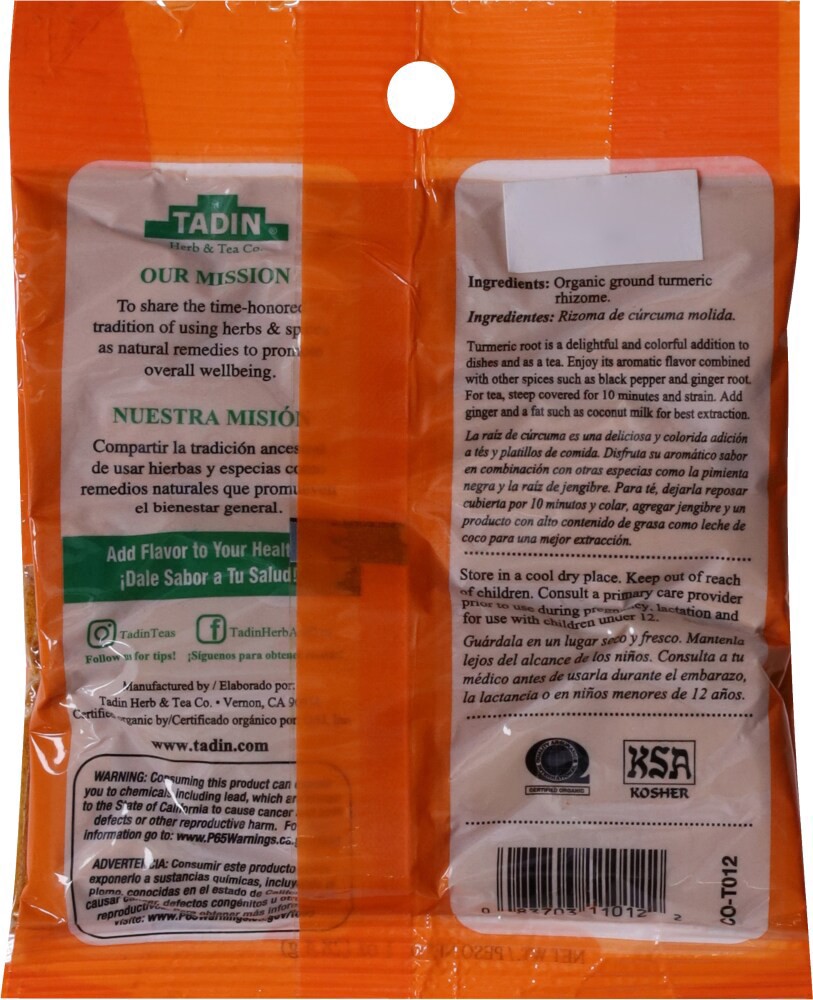 slide 2 of 2, Cello - Organic Ground Turmeric, 1 oz