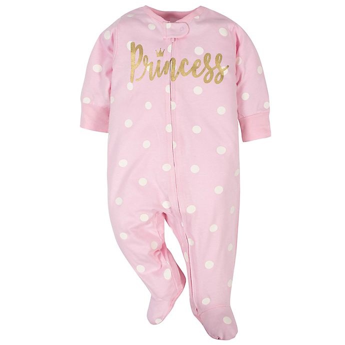 slide 2 of 3, Gerber Preemie Princess Sleep'n Play Footies - Pink/White, 2 ct