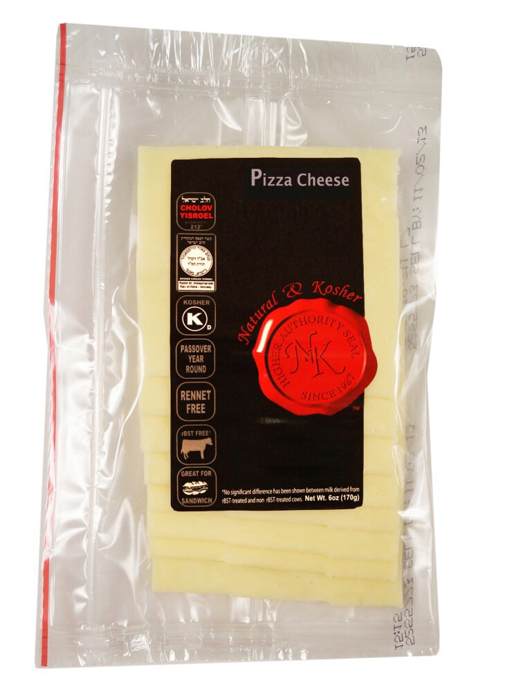 slide 1 of 1, Natural & Kosher Sliced Pizza Cheese, 6 oz