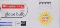 slide 1 of 1, Everyday Living 40-Watt Clear Globe Light Bulbs, 3 ct