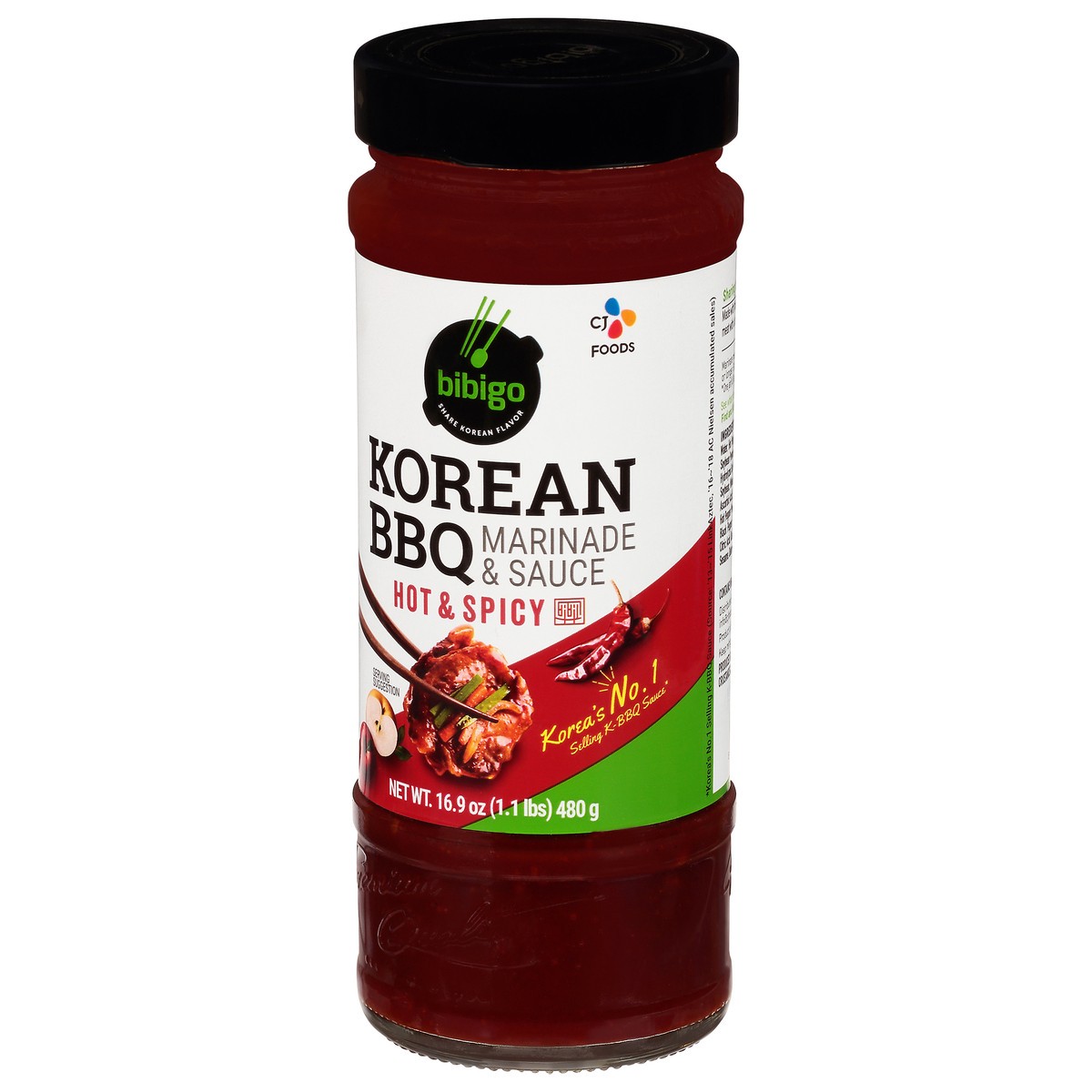 slide 3 of 9, Bibigo Korean Hot and Spicy BBQ Sauce, 16.9 oz