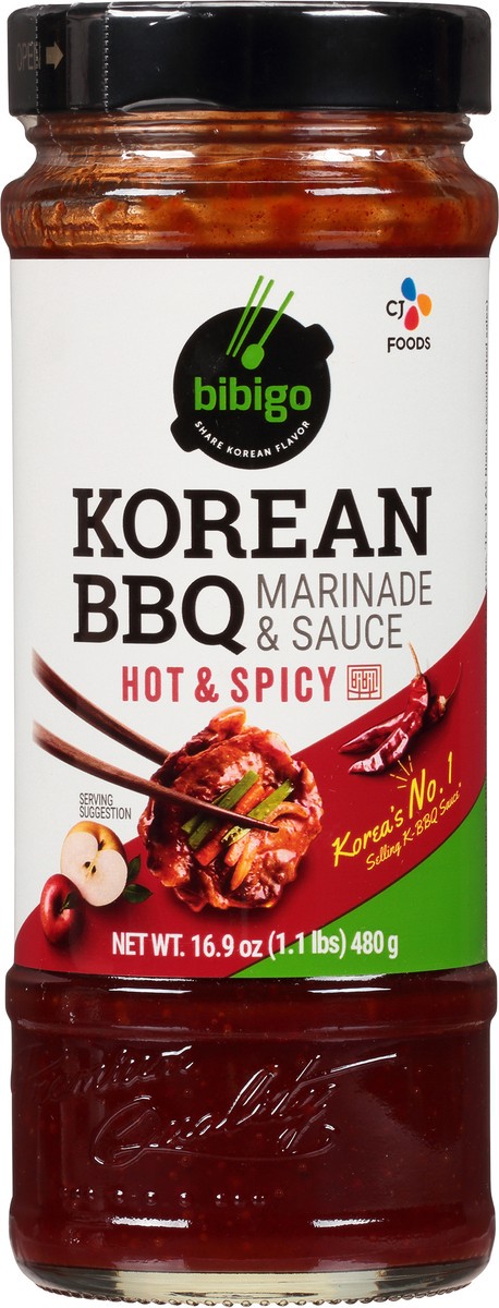 slide 6 of 9, Bibigo Korean Hot and Spicy BBQ Sauce, 16.9 oz