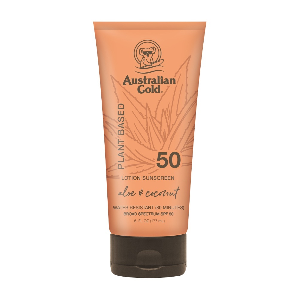 slide 1 of 1, Australian Gold Plant Based Aloe & Coconut Lotion Sunscreen SPF 50, 6 fl oz