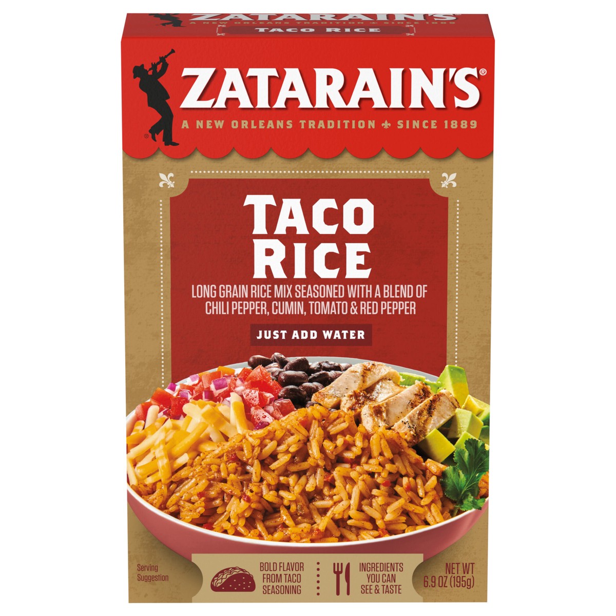 slide 1 of 12, Zatarain's Rice Mix - Taco, 6.9 oz, 6.9 oz