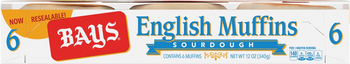 slide 6 of 7, Bays Sourdough English Muffins, 12 oz