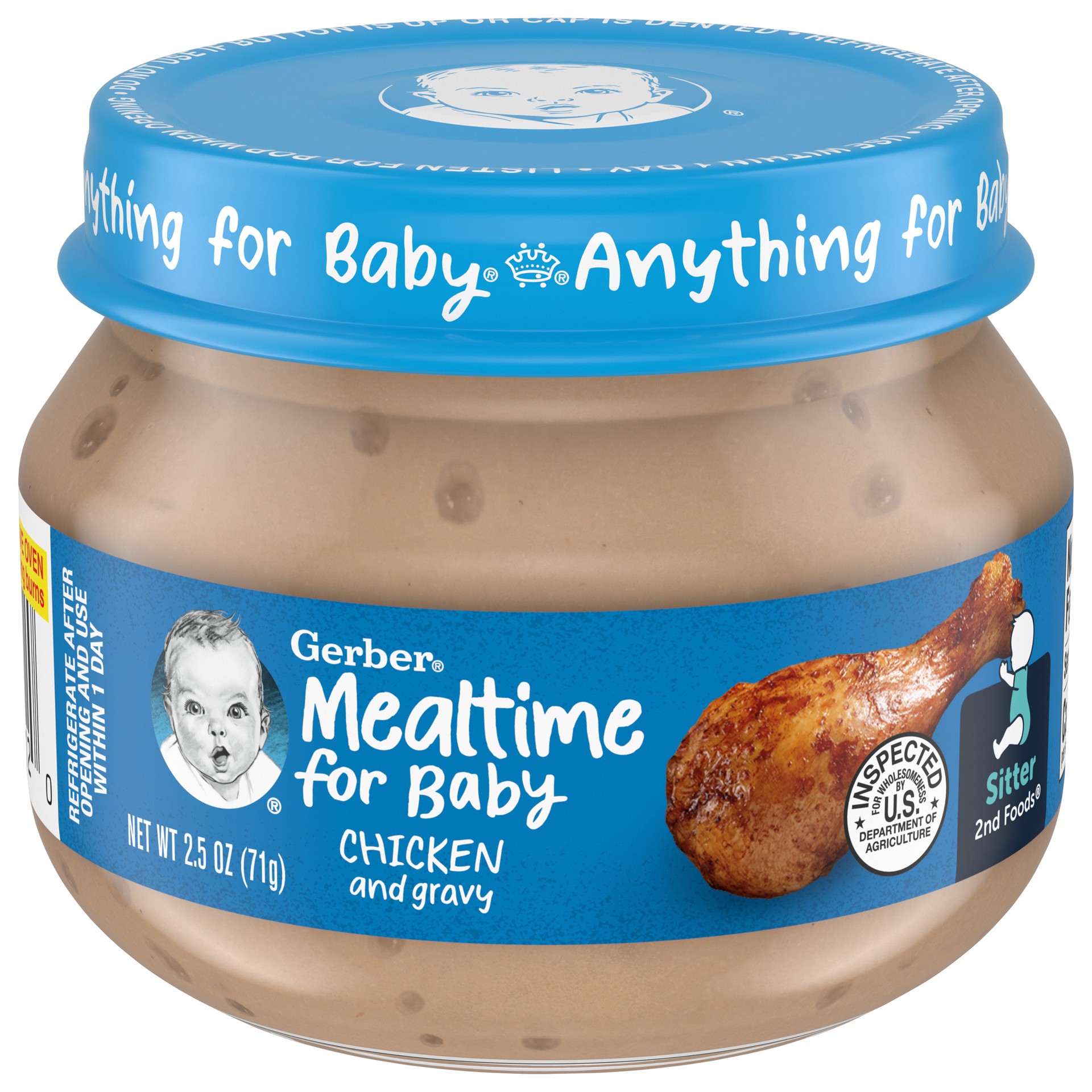 slide 1 of 5, Gerber 2nd Foods Mealtime for Baby Baby Food, Chicken & Gravy, 2.5 oz Jar, 1 ct