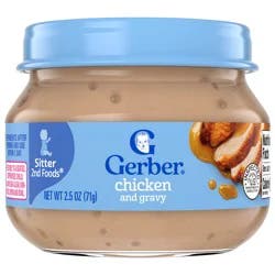 Gerber Stage 2, Chicken and Gravy Jar, Baby Food, Mealtime Poultry Puree