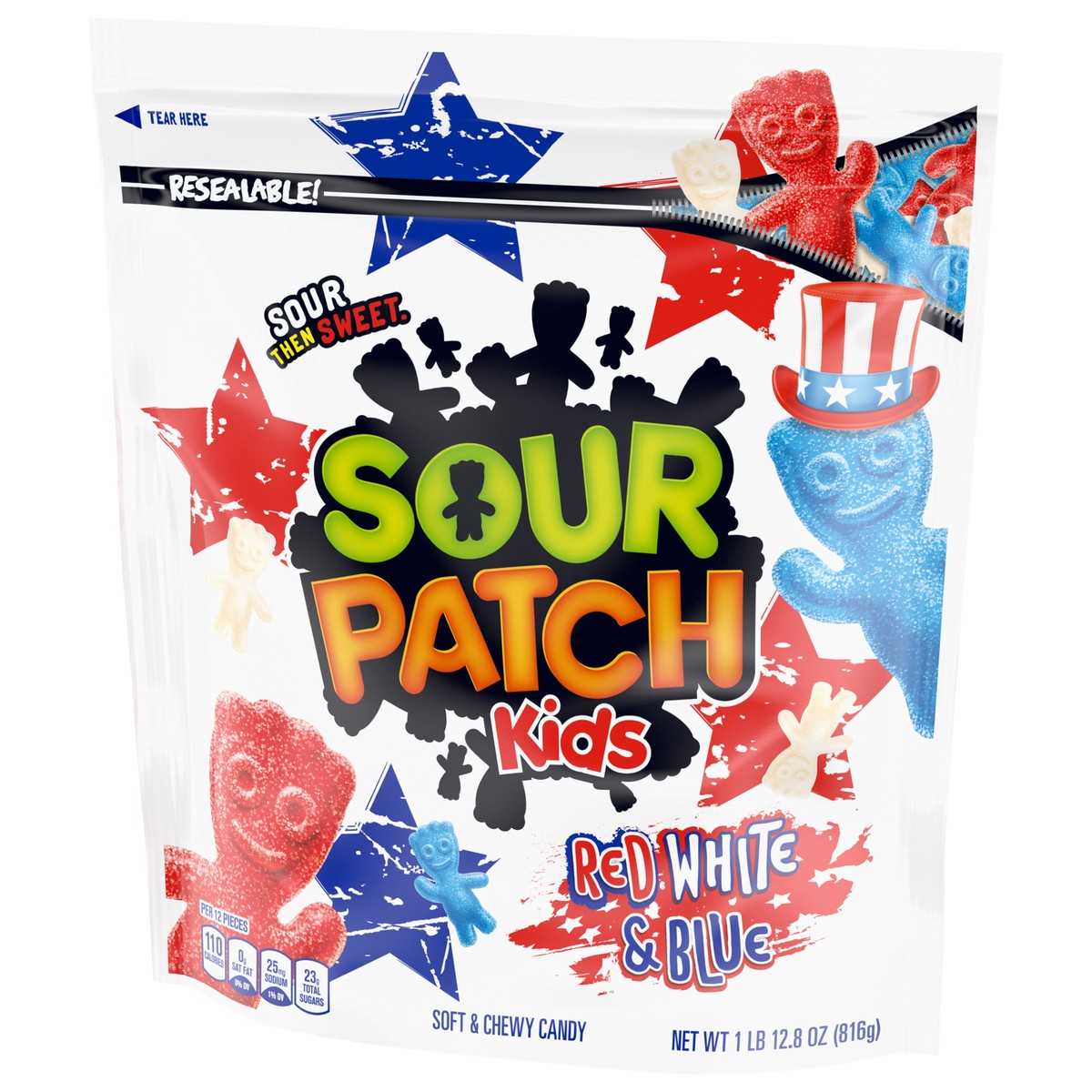 slide 3 of 4, SOUR PATCH KIDS Red, White & Blue Soft & Chewy Candy, Bulk Candy, 1.8 lb, 28.8 oz