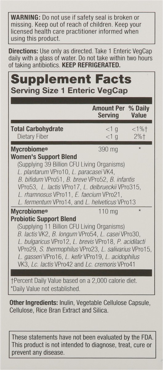 slide 9 of 13, Solaray Mycrobiome Women's Formula Probiotic 30 VegCaps, 30 ct