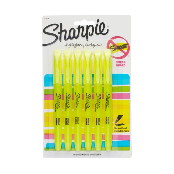slide 1 of 5, Sharpie Accent Pocket Highlighters, Yellow, Pack Of 6, 6 ct