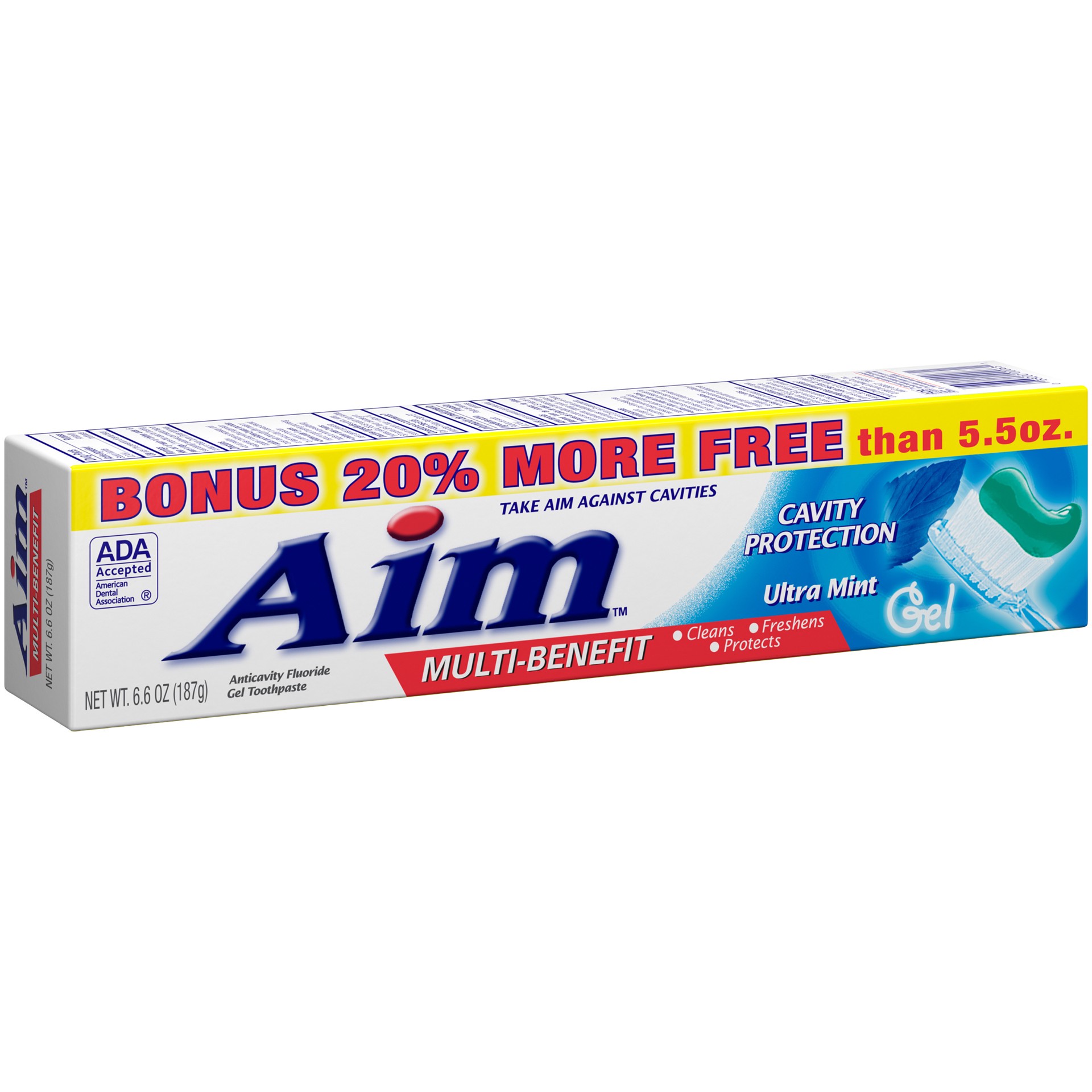 slide 2 of 4, Aim Cavity Protection Ultra Mint Gel Toothpaste, 6.6 OZ, 6.6 oz