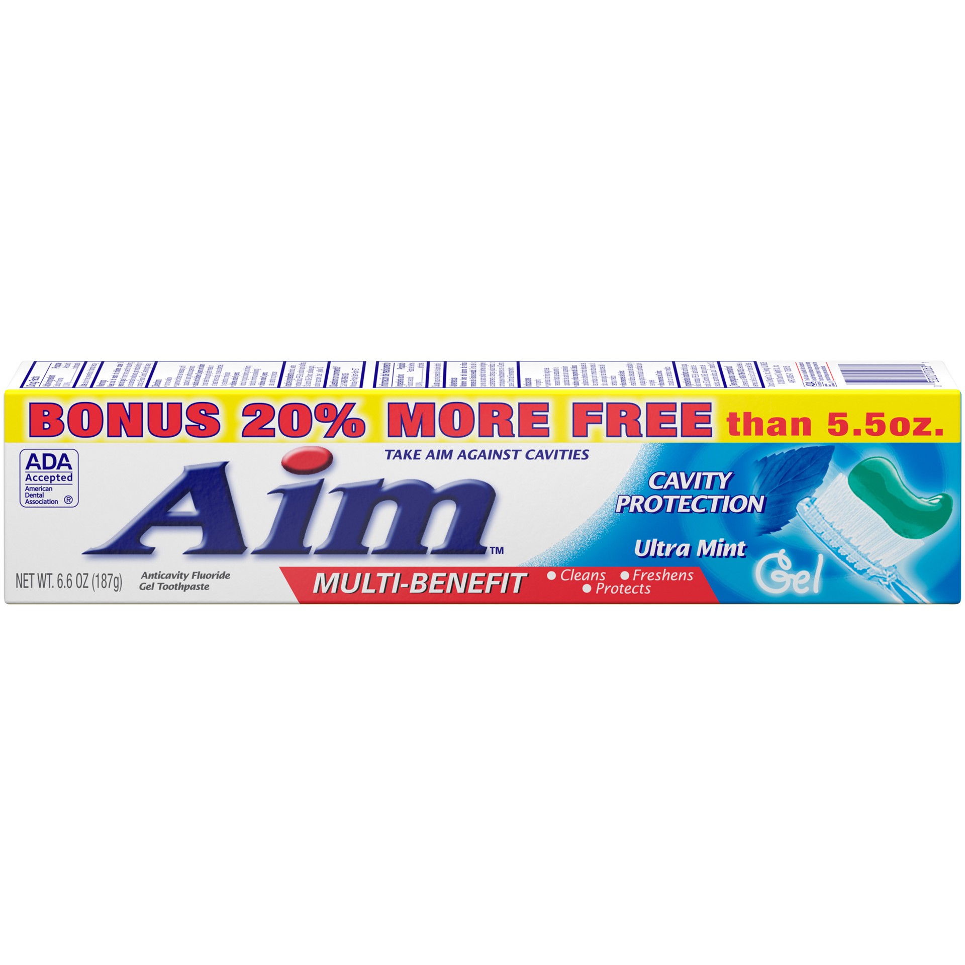 slide 1 of 4, Aim Cavity Protection Ultra Mint Gel Toothpaste, 6.6 OZ, 6.6 oz