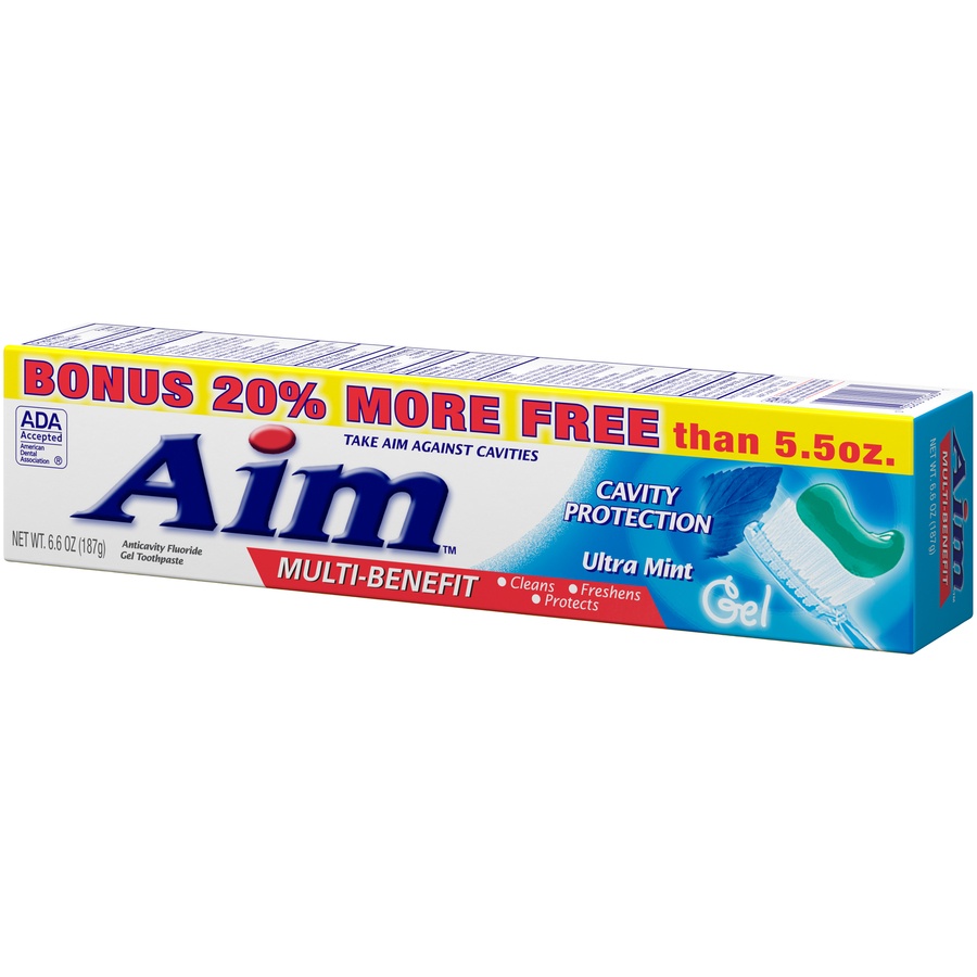 slide 3 of 3, ARM & HAMMER Aim Multi Benefit Toothpaste - Ultra Mint Gel, 6.59 oz