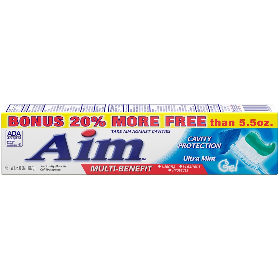 slide 1 of 3, ARM & HAMMER Aim Multi Benefit Toothpaste - Ultra Mint Gel, 6.59 oz