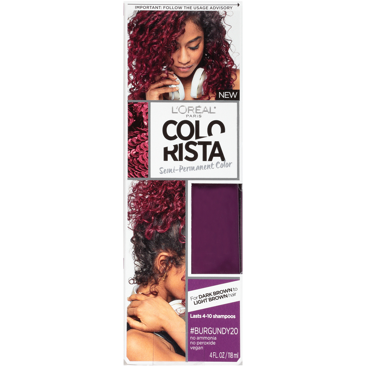 slide 1 of 8, L'Oréal Paris Colorista Semi-Permanent For Brunette Hair Burgundy20, 4 fl oz