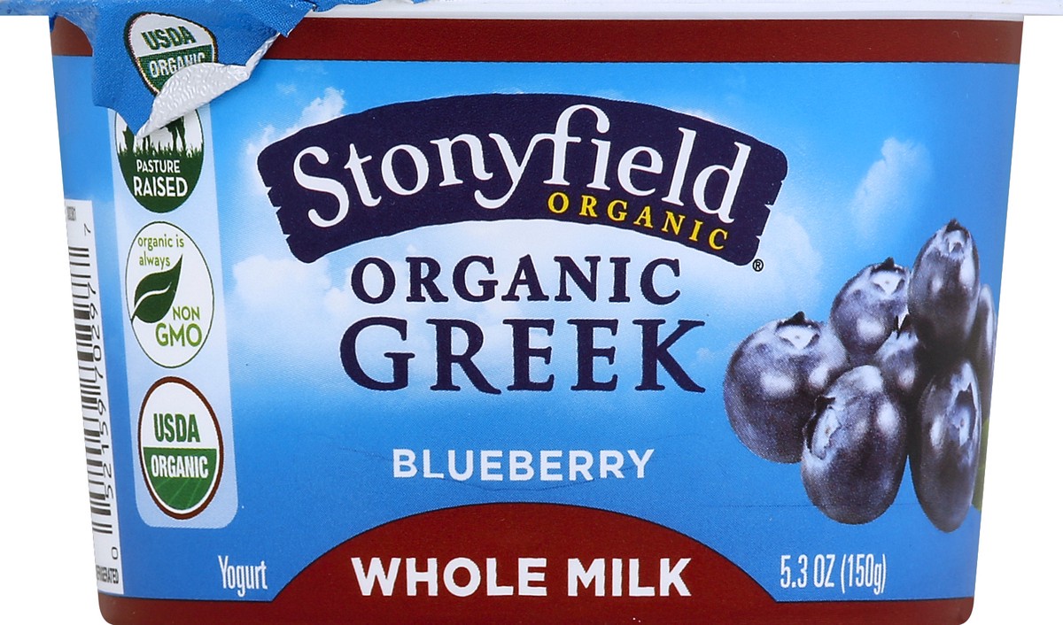 slide 2 of 3, Stonyfield Organic Greek Whole Milk Blueberry Pomegranate Yogurt, 5.3 oz