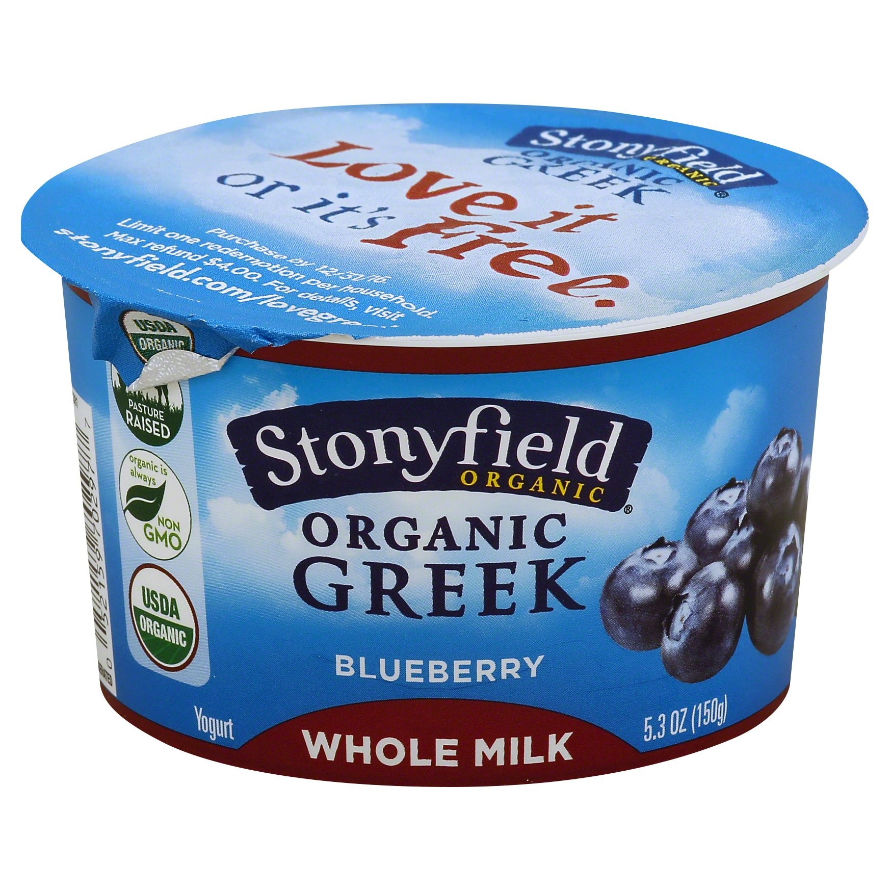 Stonyfield Organic Greek Whole Milk Blueberry Pomegranate Yogurt 5.3 oz ...