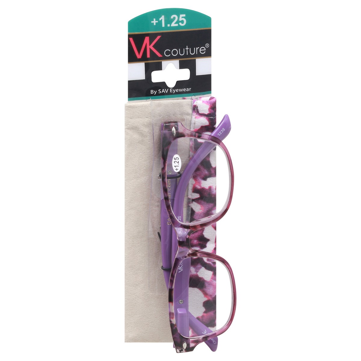 slide 2 of 9, VK Couture +1.25 Eyeglasses 1 ea Card, 1 ct