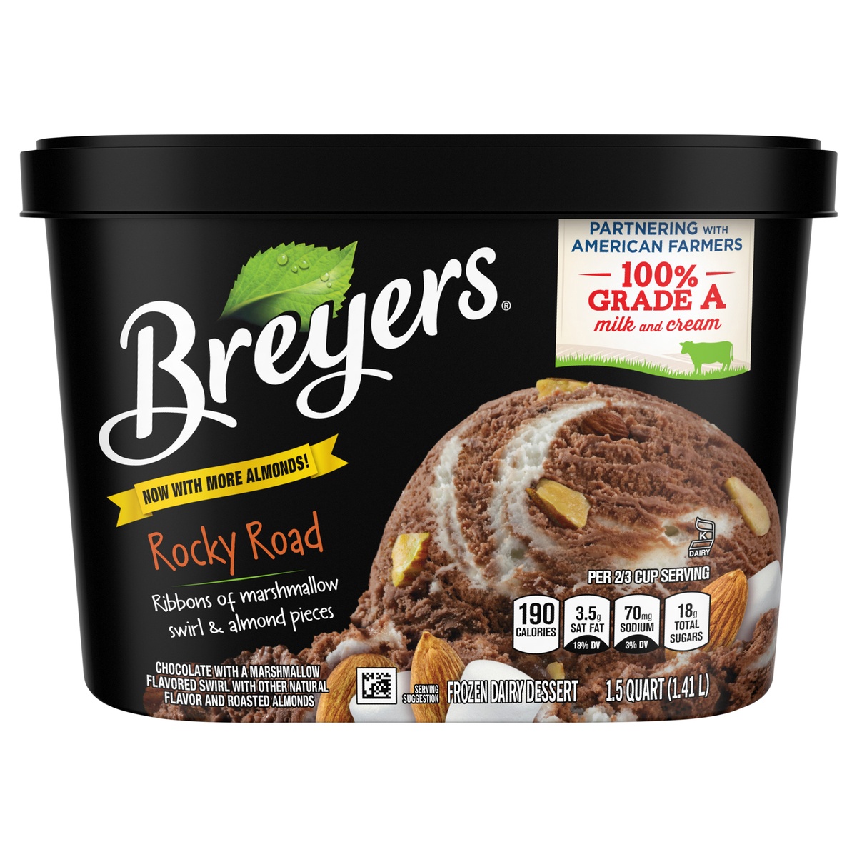 slide 1 of 5, Breyers Frozen Dairy Dessert Rocky Road, 1.5 qt