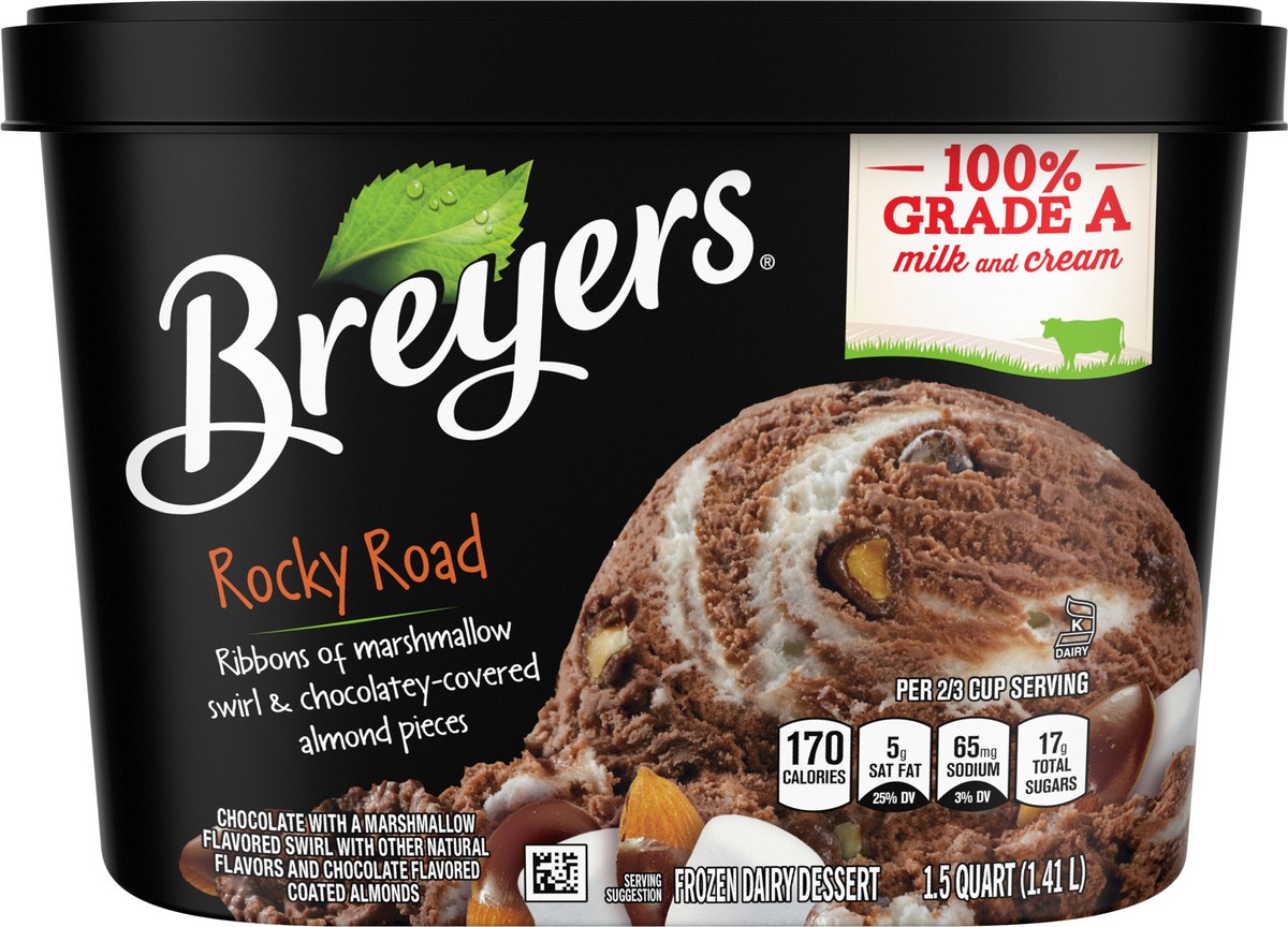 slide 2 of 9, Breyers Frozen Dairy Dessert Rocky Road, 48 oz, 48 oz