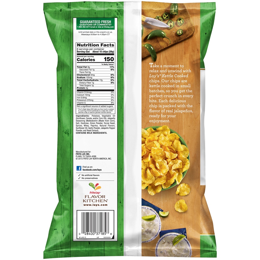 Lay's Kettle Cooked Jalapeno Chips 8 oz Shipt