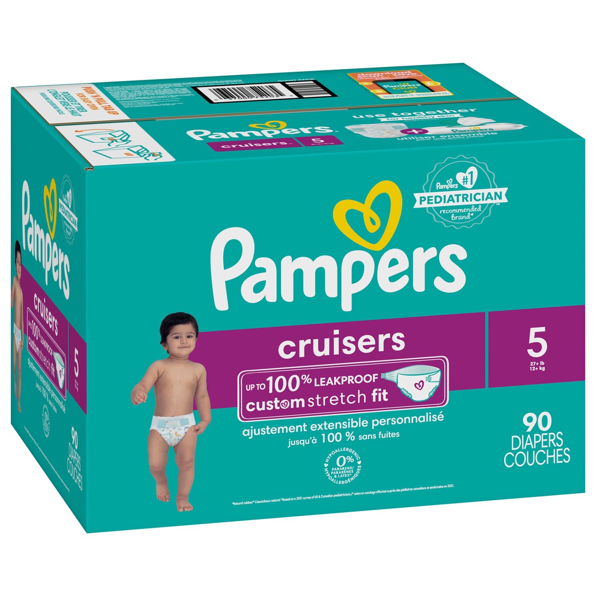 slide 2 of 4, Pampers Cruisers Diapers Size 5 90 Count, 90 ct
