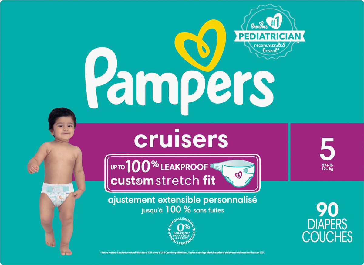 slide 4 of 4, Pampers Cruisers Diapers Size 5 90 Count, 90 ct