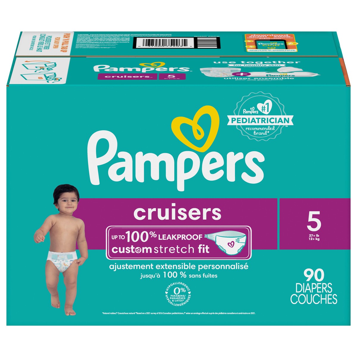 slide 1 of 4, Pampers Cruisers Diapers Size 5 90 Count, 90 ct