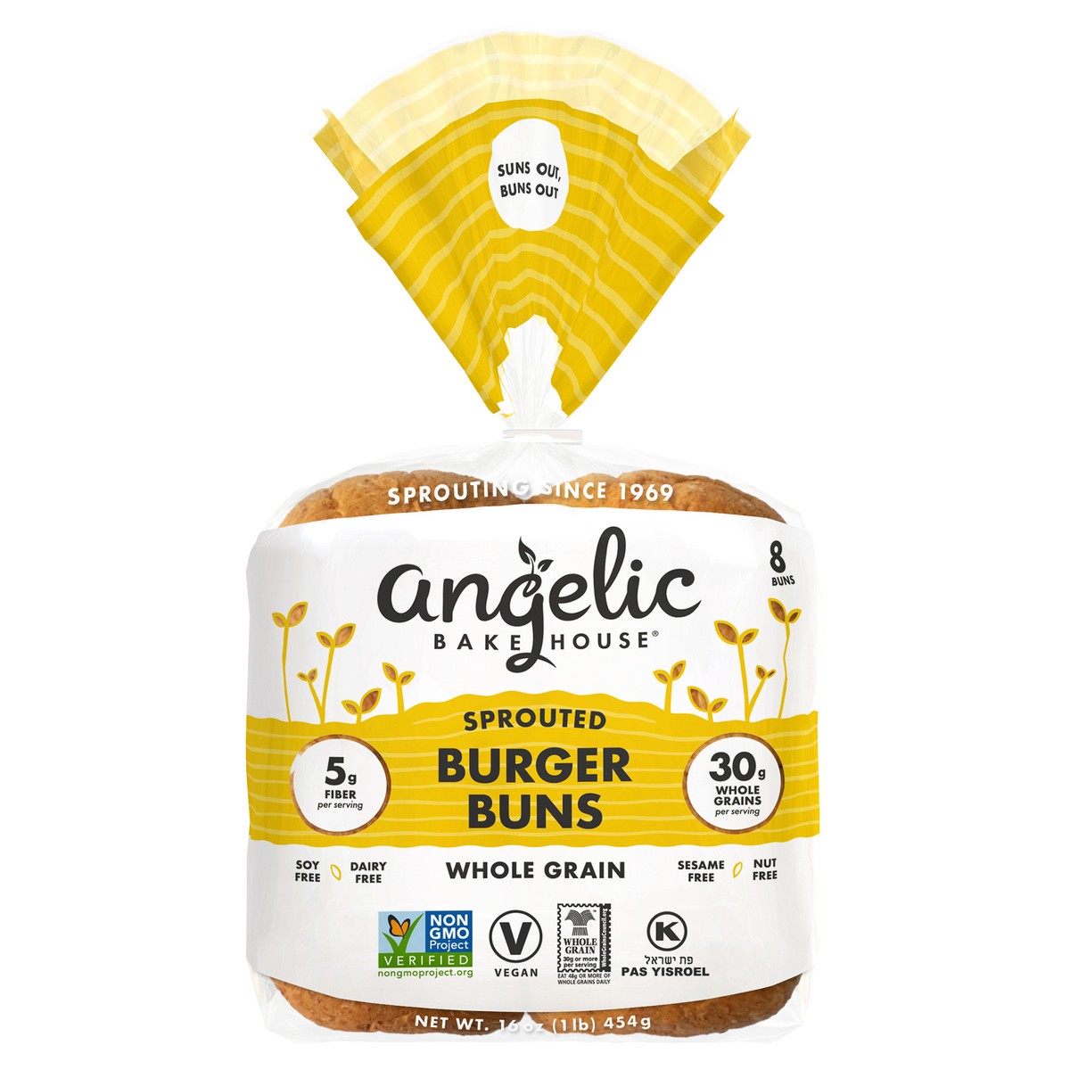 slide 1 of 8, Angelic Bakehouse 7 Sprouted Whole Grains Burger Buns 8 ct Bag, 8 ct