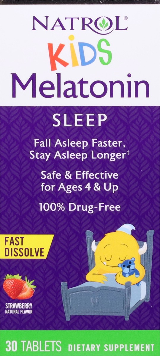 slide 5 of 9, Natrol Kids Fast Dissolve Melatonin 1 mg, Dietary Supplement for Restful Sleep, Sleep Tablets for Kids, 30 Strawberry-Flavored Melatonin Tablets, 30 Day Supply, 30 ct