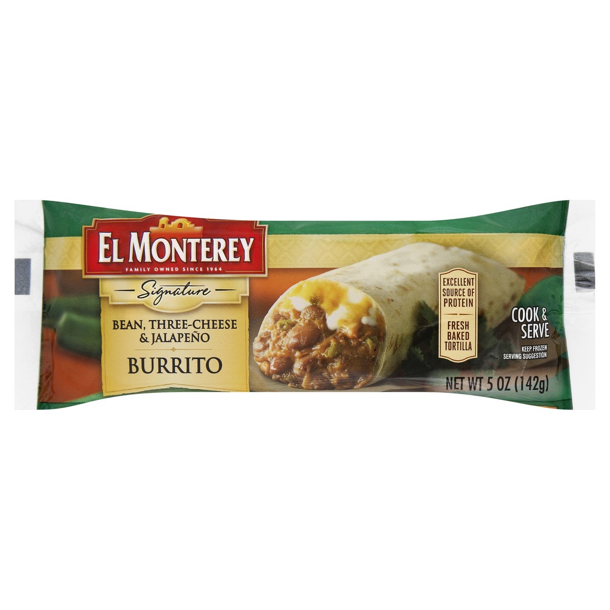 slide 6 of 6, El Monterey Signature Bean 3-Cheese & Jalapeno Burrito, 5 oz