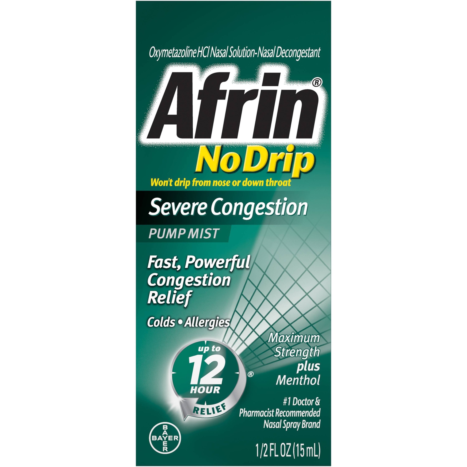 slide 1 of 1, Afrin No Drip Severe Congestion Nasal Spray, 0.5 fl oz