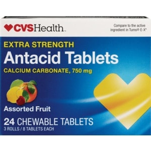 slide 1 of 1, CVS Health Extra Strength Chewable Antacid Tablets Assorted Fruit, 24 ct