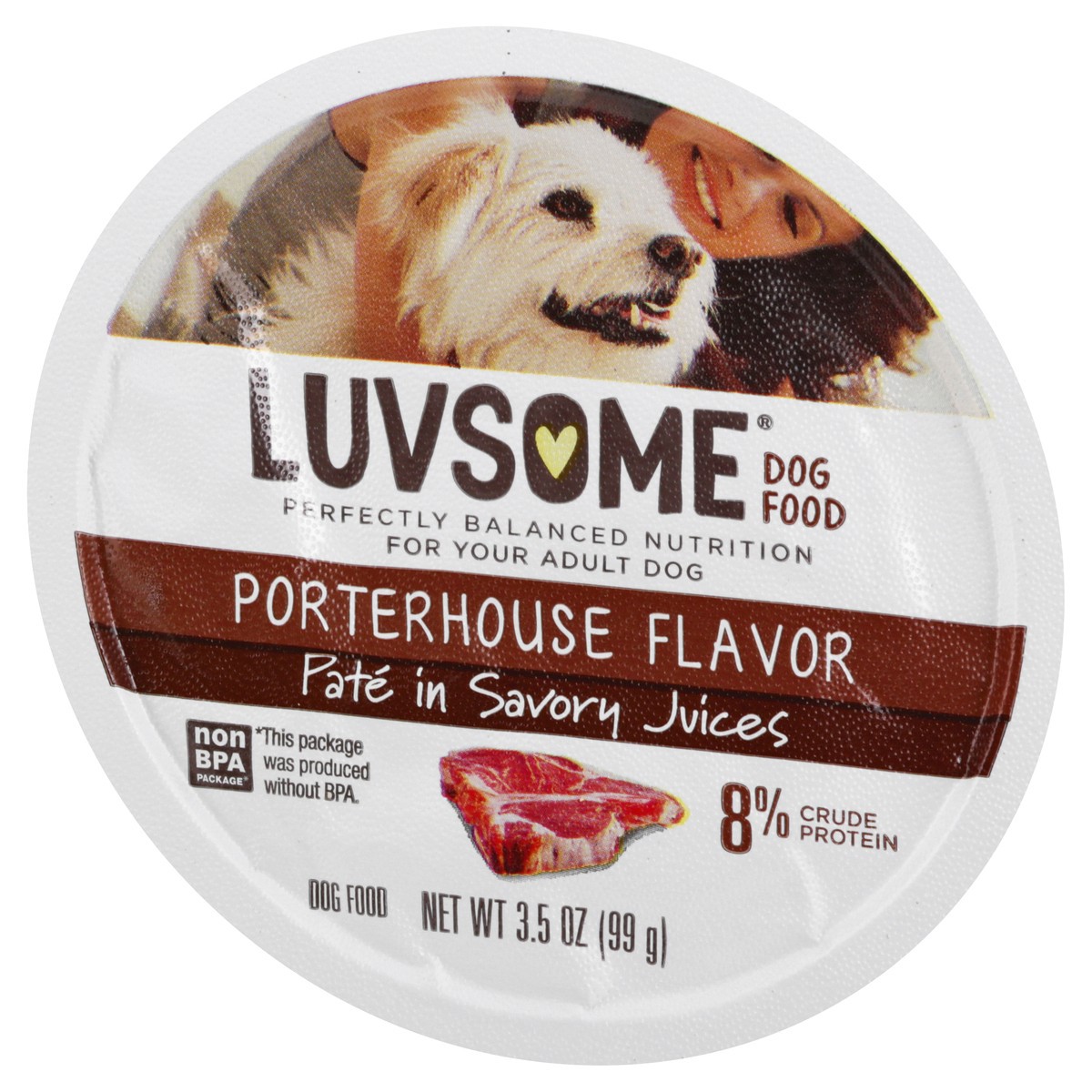 slide 6 of 12, Luvsome Pate in Savory Juices Porterhouse Flavor Dog Food 3.5 oz, 3.5 oz