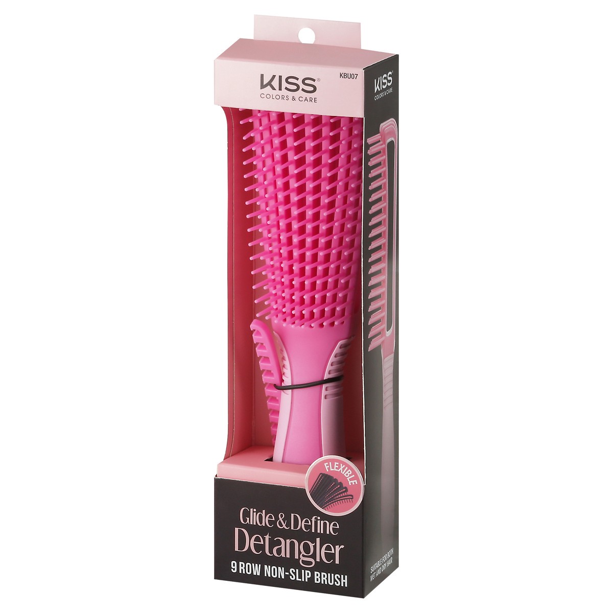 slide 3 of 9, KISS Colors & Care Glide & Define Non-Slip Detangling Brush, 1 ct