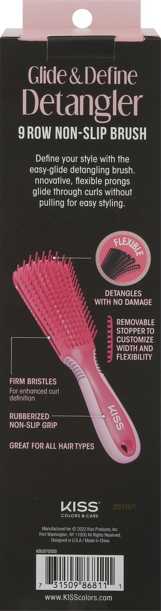 slide 2 of 9, KISS Colors & Care Glide & Define Non-Slip Detangling Brush, 1 ct