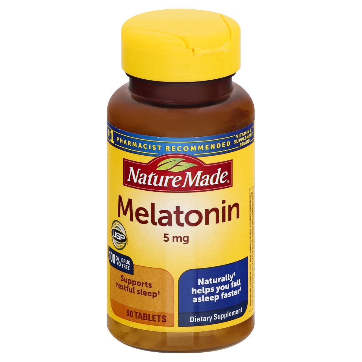 slide 1 of 7, Nature Made Melatonin 5mg 100% Drug Free Sleep Aid for Adults Tablets - 90ct, 