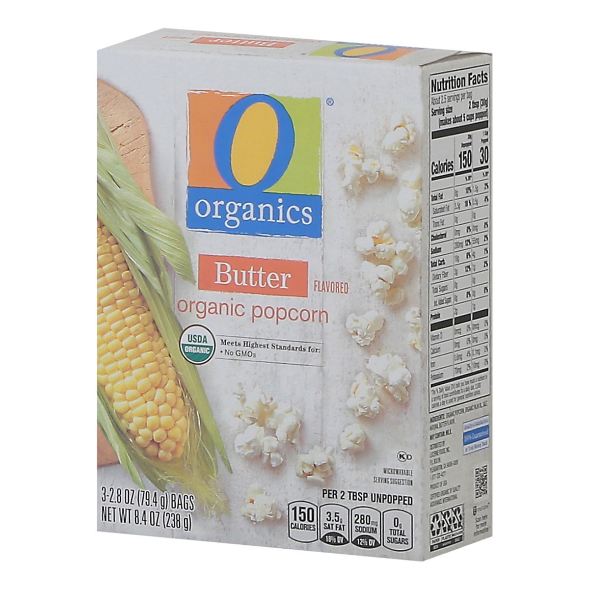 slide 2 of 4, O Organics Popcorn Microwave Butter 3-2.8 Oz - 3-2.8 Oz, 3 ct; 2.8 oz