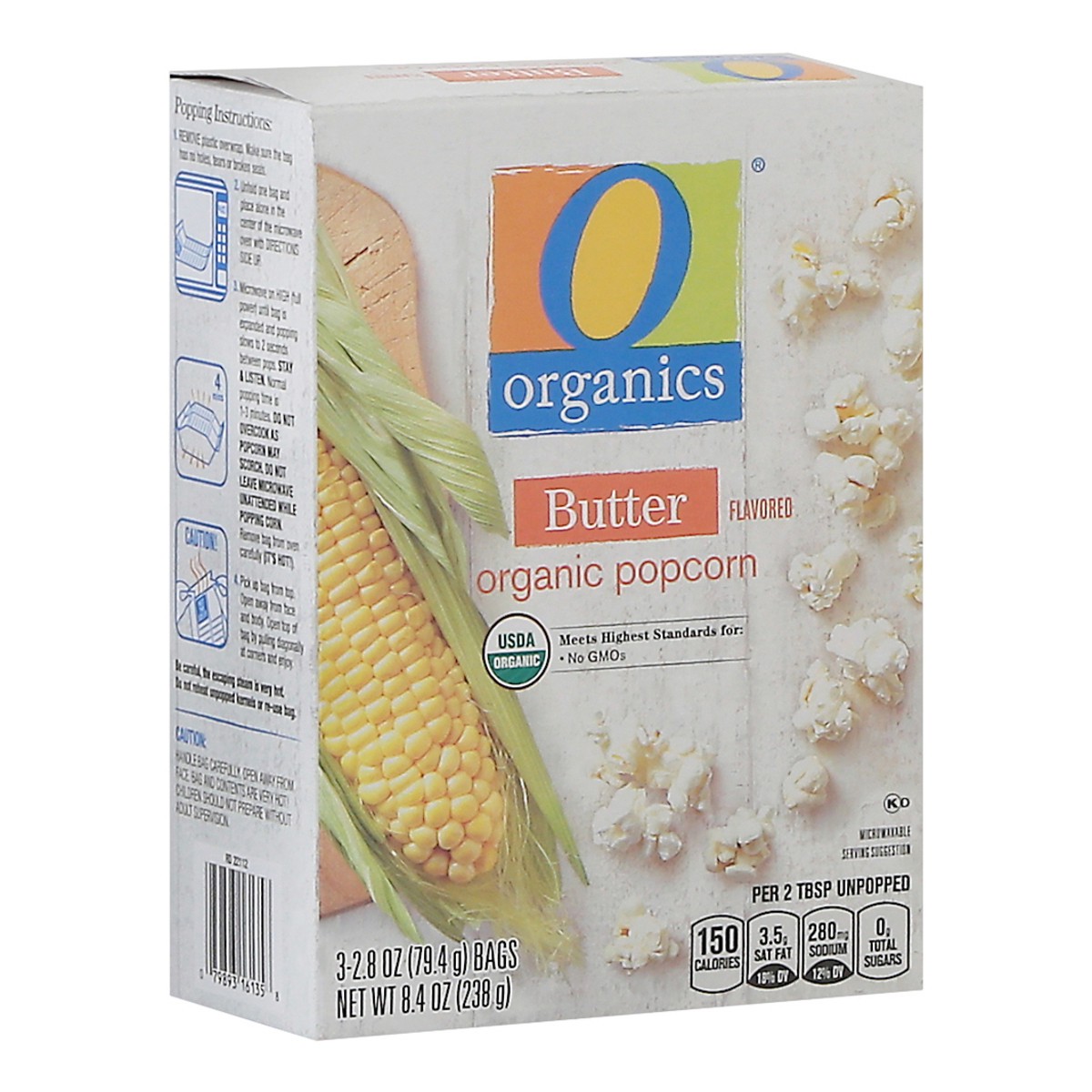 slide 3 of 4, O Organics Popcorn Microwave Butter 3-2.8 Oz - 3-2.8 Oz, 3 ct; 2.8 oz