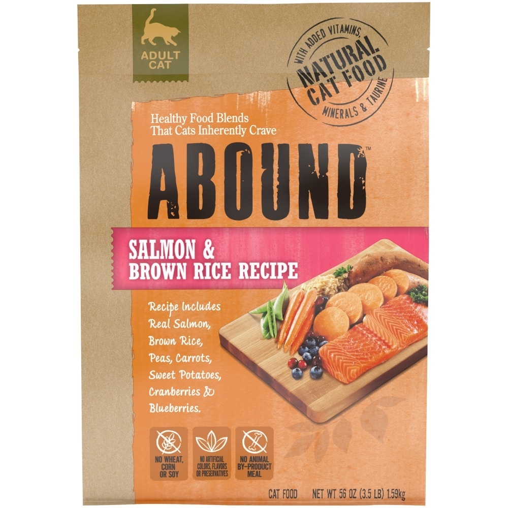 slide 1 of 1, Abound Salmon and Brown Rice Recipe Cat Food, 3.5 lb