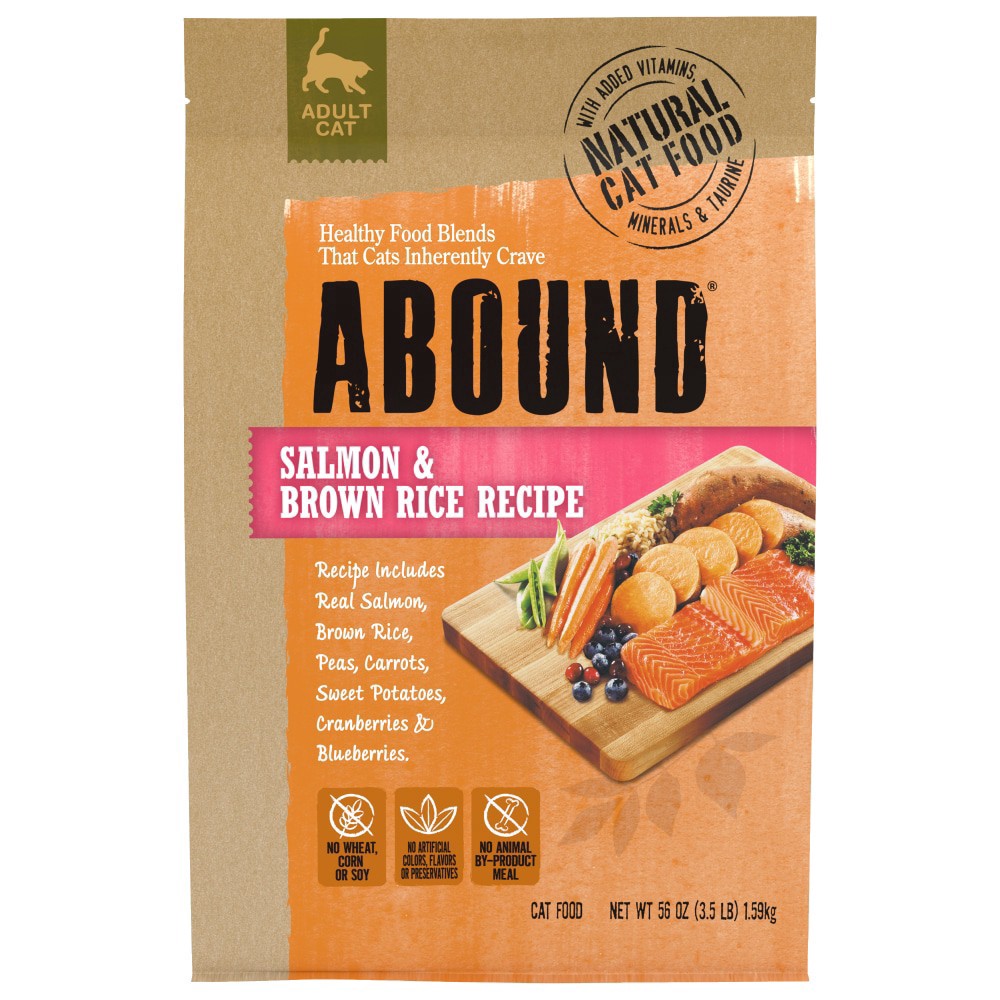 slide 1 of 3, Abound Salmon and Brown Rice Recipe Cat Food, 3.5 lb