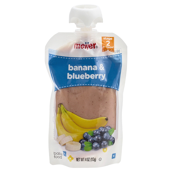 slide 1 of 1, Meijer Banana Blueberry Baby Food Pouch, 4 oz