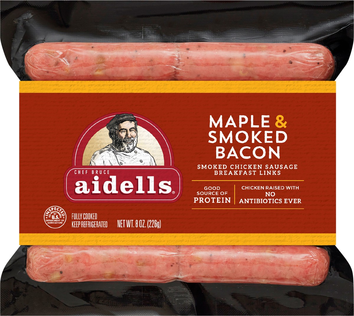 slide 3 of 6, Aidells Smoked Chicken Sausage Breakfast Links, Maple & Smoked Bacon, 8 oz. (10 Fully Cooked Links), 10 ct; 8 oz