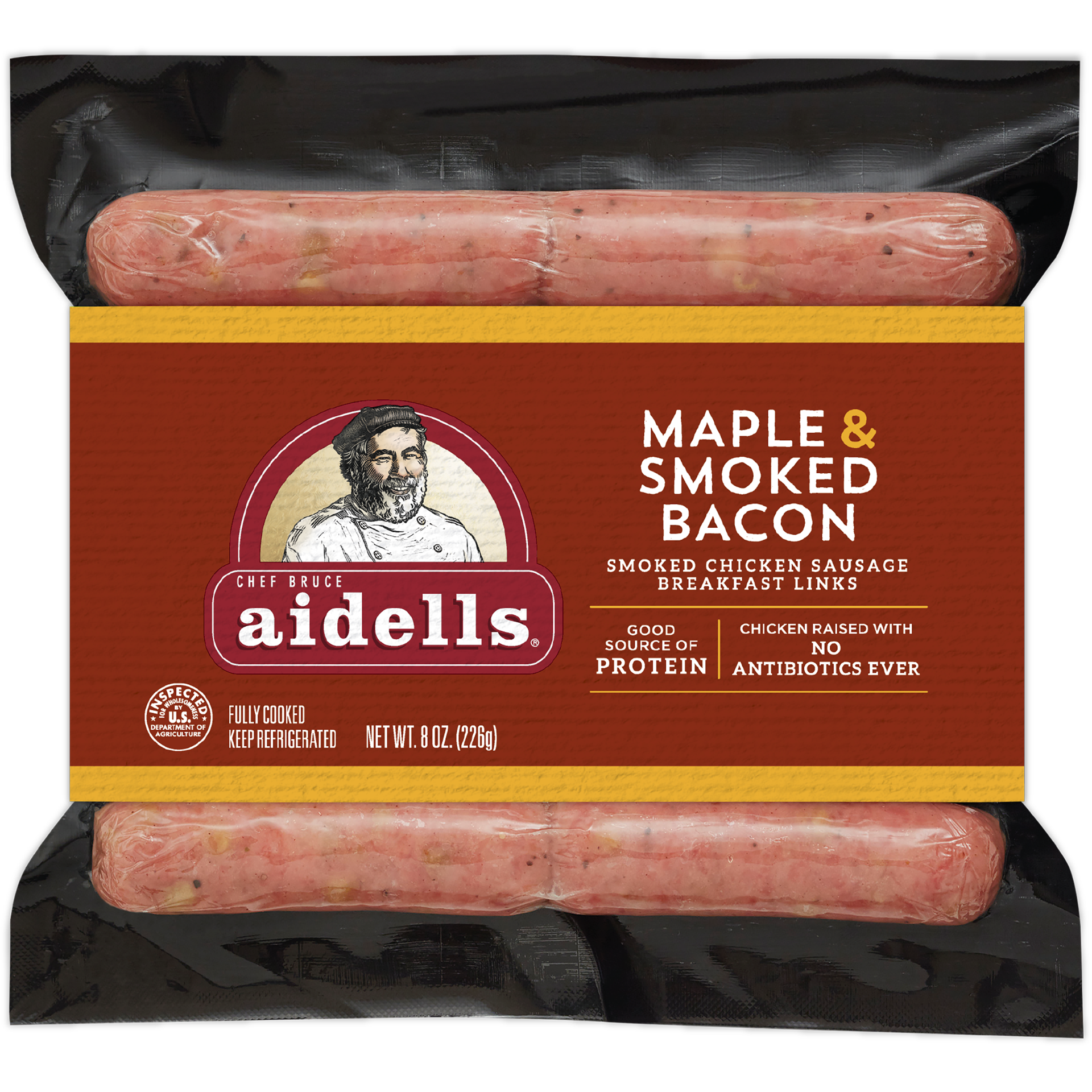 slide 1 of 6, Aidells Smoked Chicken Sausage Breakfast Links, Maple & Smoked Bacon, 8 oz. (10 Fully Cooked Links), 10 ct; 8 oz