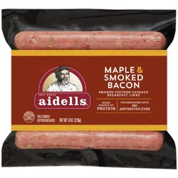 Aidells Smoked Chicken Sausage Breakfast Links, Maple & Smoked Bacon, 8 oz. (10 Fully Cooked Links)