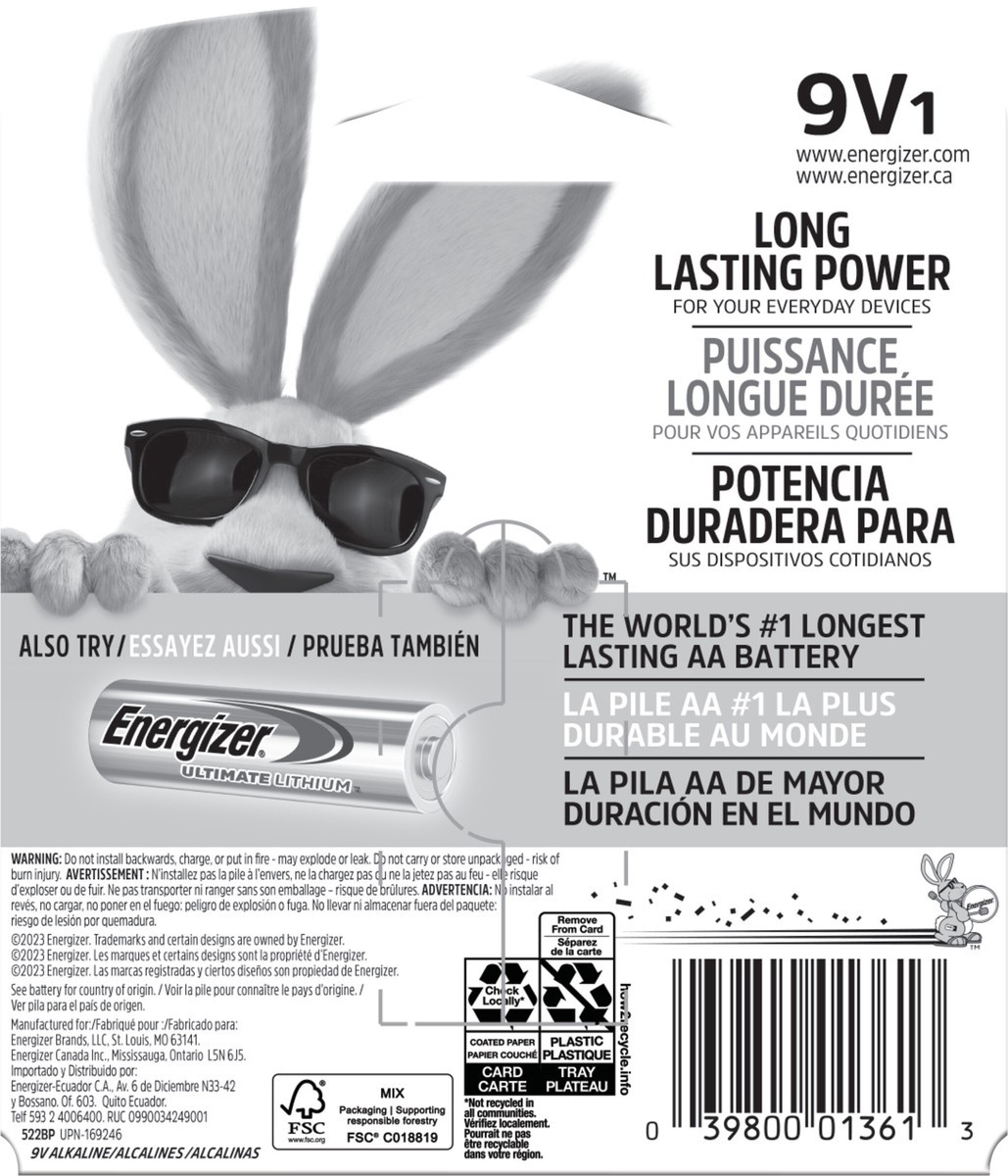 slide 3 of 3, Energizer MAX 9V Batteries (1 Pack), 9 Volt Alkaline Batteries, 1 ct