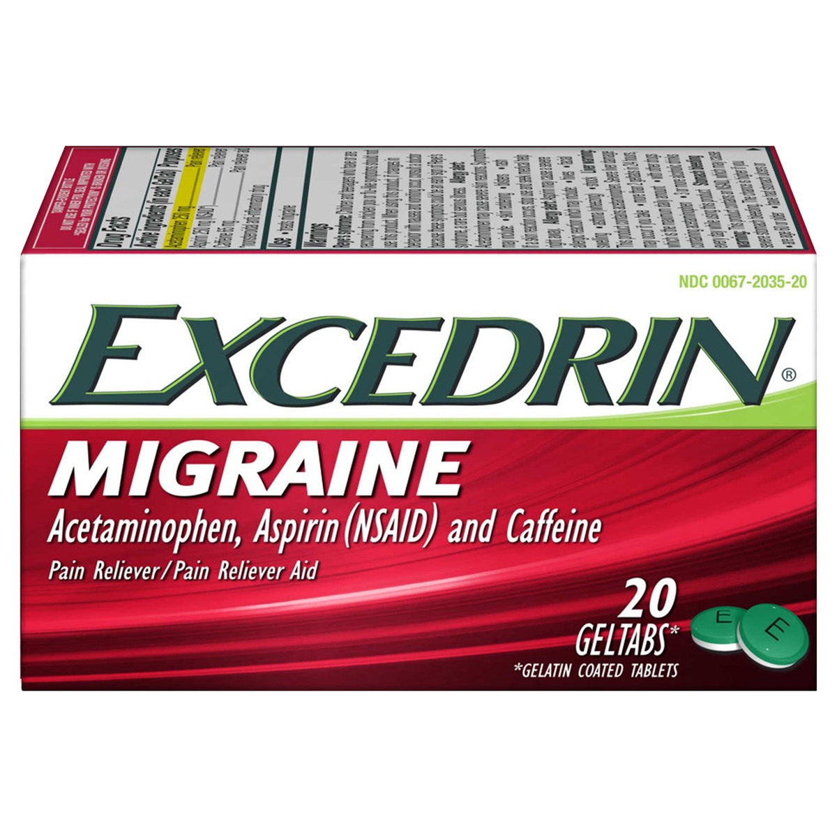 slide 1 of 11, Excedrin Migraine Pain Reliever Gel Tabs Acetaminophen Aspirin Nsaid, 20 ct