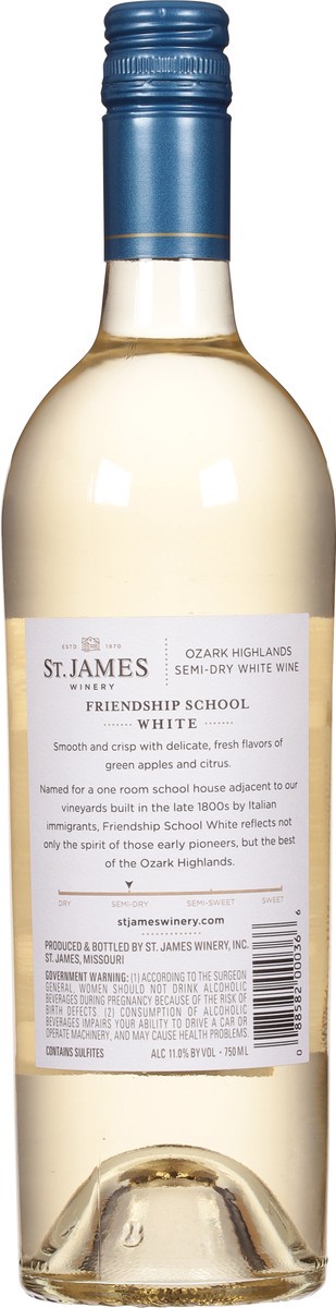 slide 9 of 9, St. James Winery Winery Friendship School White Wine, 750 ml