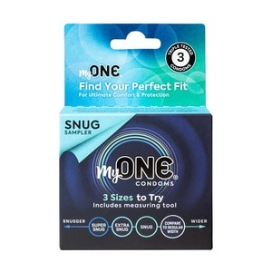 slide 1 of 1, Myone Snug Condom Sampler Pk, 3 ct