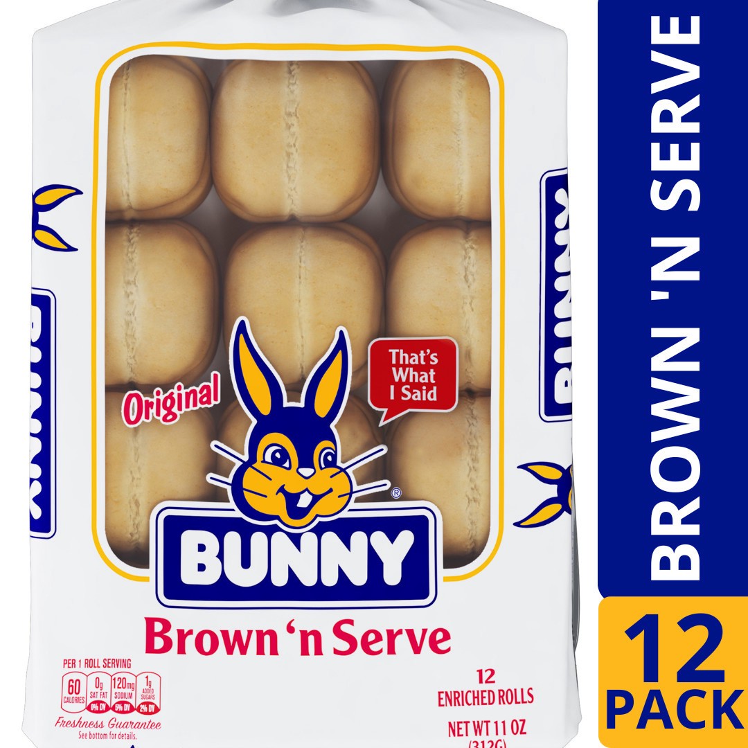 slide 1 of 5, Bunny Brown 'n Serve Rolls, 11 oz, 12 Count, 11 oz